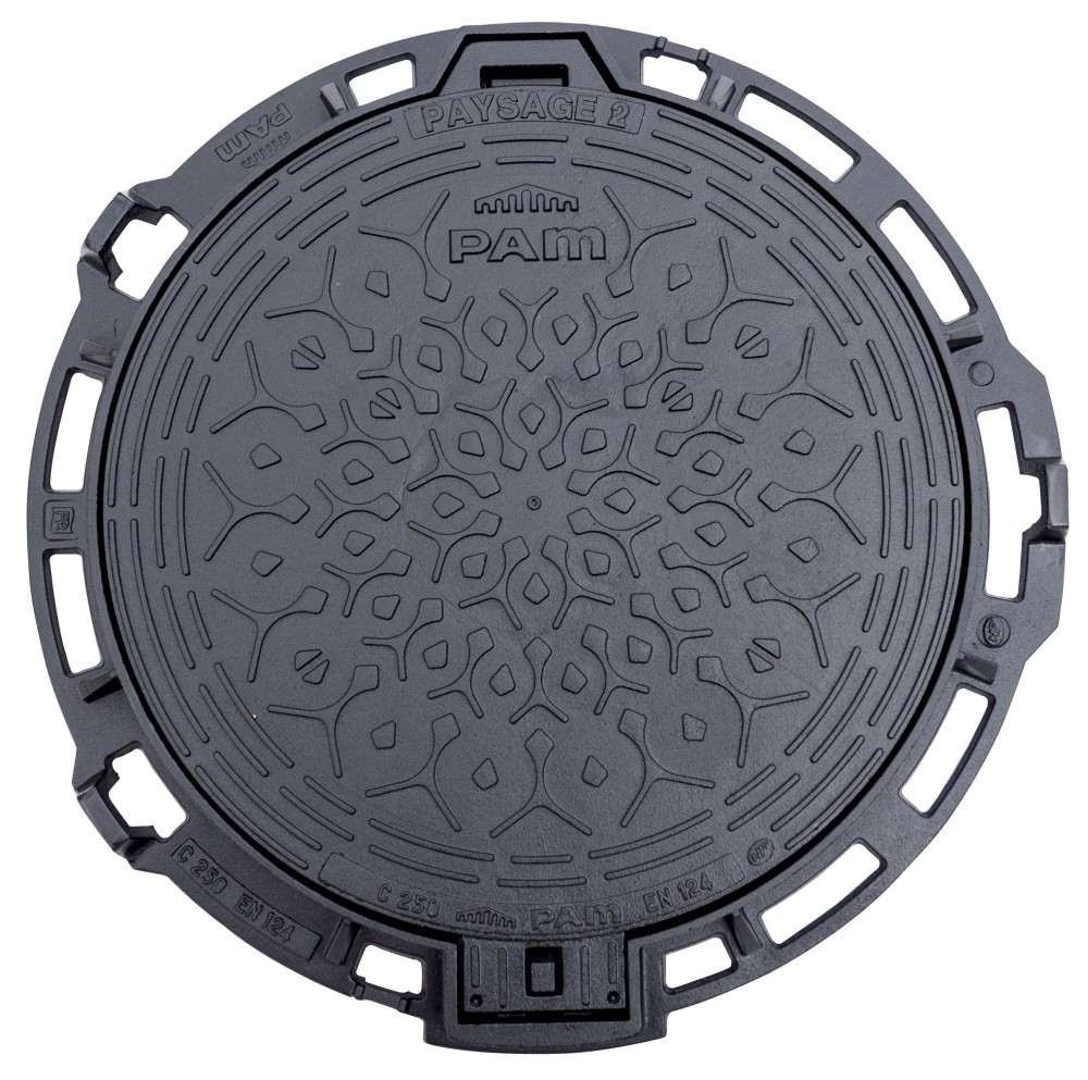 Manhole cover PAYSAGE 2 C250 class - Round frame - Non ventilated