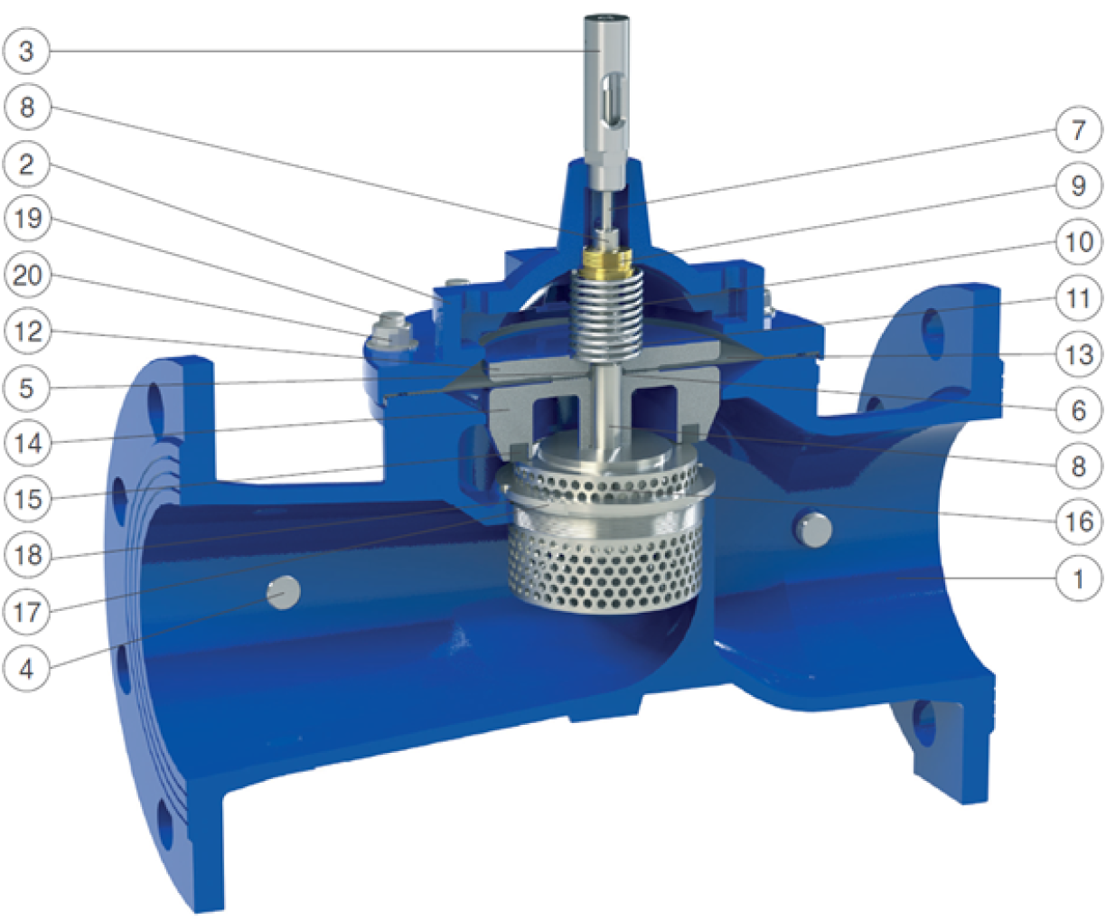 Automatic control valves E3000 series with reduced bore-Anti cavitation version