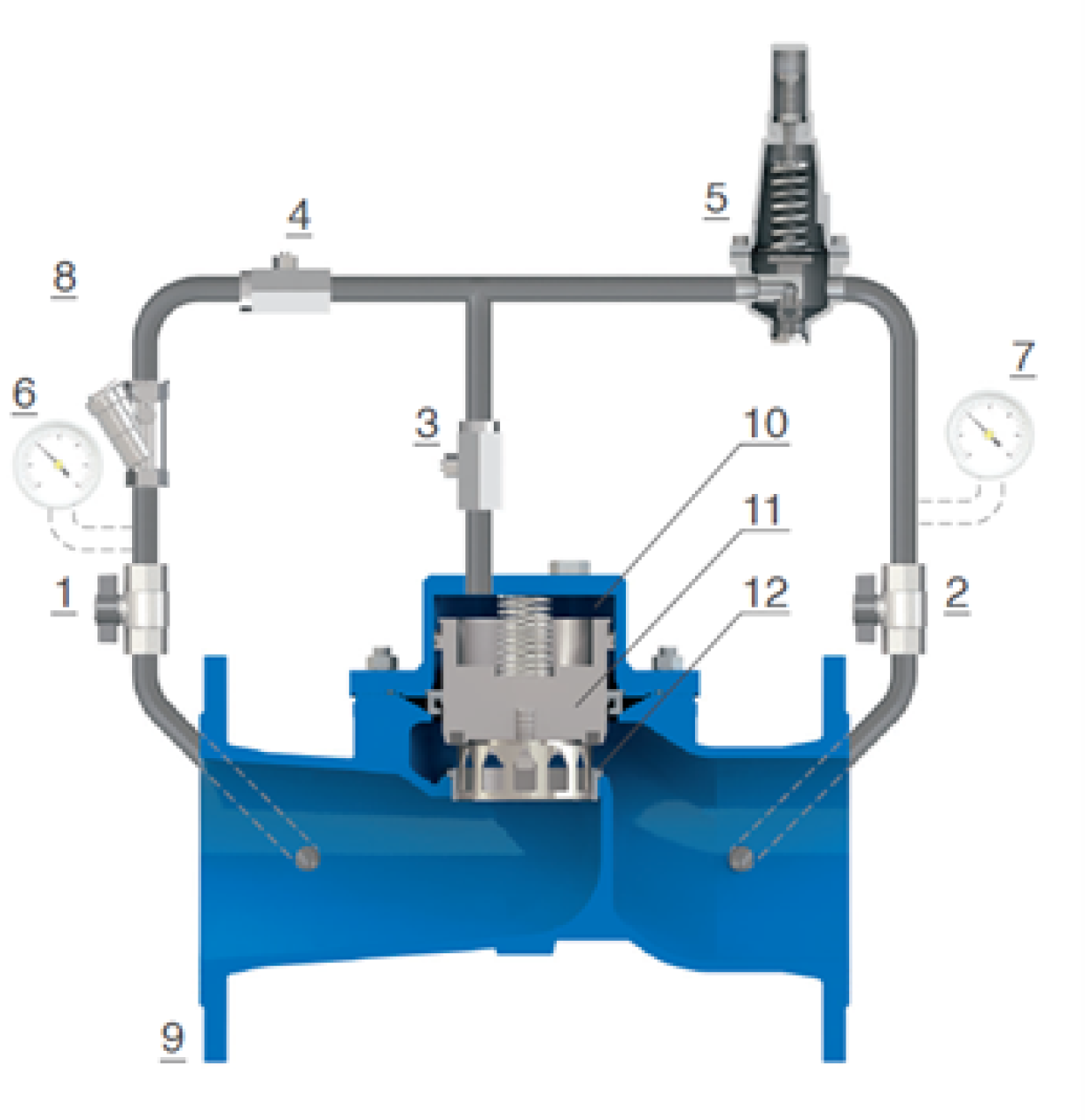 Downstream Pressure Reducing and Stabilizing Piston Hydrovalve PN40 - E5115-00 - E6115-00-functioning