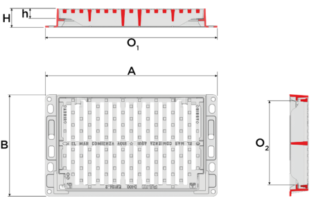 Grille SOLE Classe D400 - Grille articulée PMR - Cadre Rectangulaire