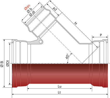 Branchement_gravitaire_45_3_emboitements_2_Joints_STD_gravitaire_1_joint_pour_PVC