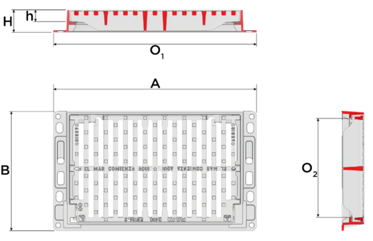 Grille SOLE Classe D400 - Grille articulée PMR - Cadre Rectangulaire