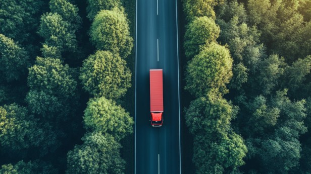truck driving on road