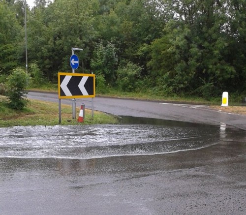 Flooded roundabout
